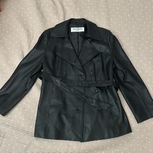 Vintage Balmain Sheepskin Leather Jacket Black